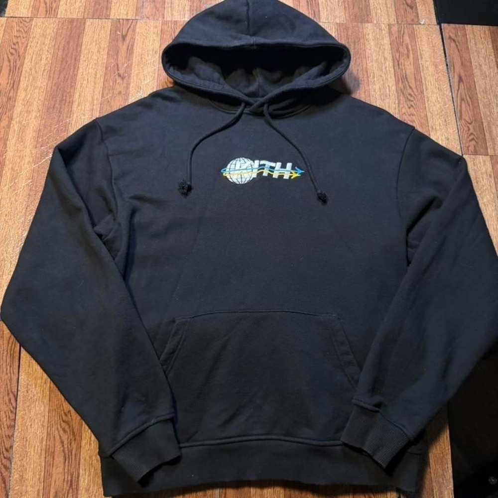 Kith Black Globe World Box Graphic Heavyweight Hoodie Medium 140659